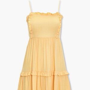 Forever 21 Yellow Ruffle Tiered Mini Sleeveless Babydoll Dress Size Medium